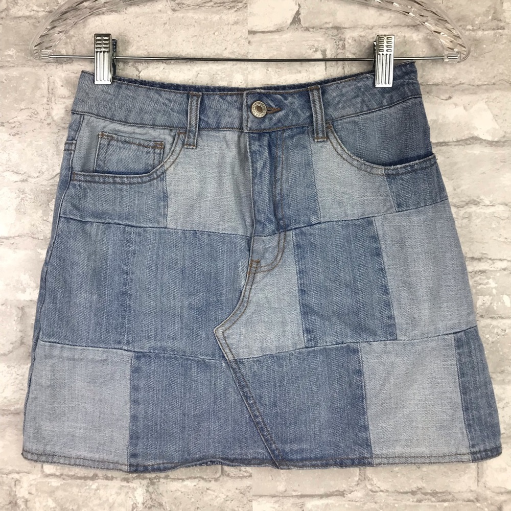 Forever 21 | Patchwork Denim Mini Skirt Light Wash